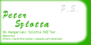 peter szlotta business card